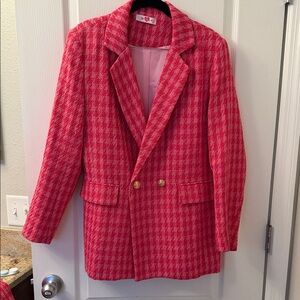 Buddy Love Red and Pink Houndstooth Blazer